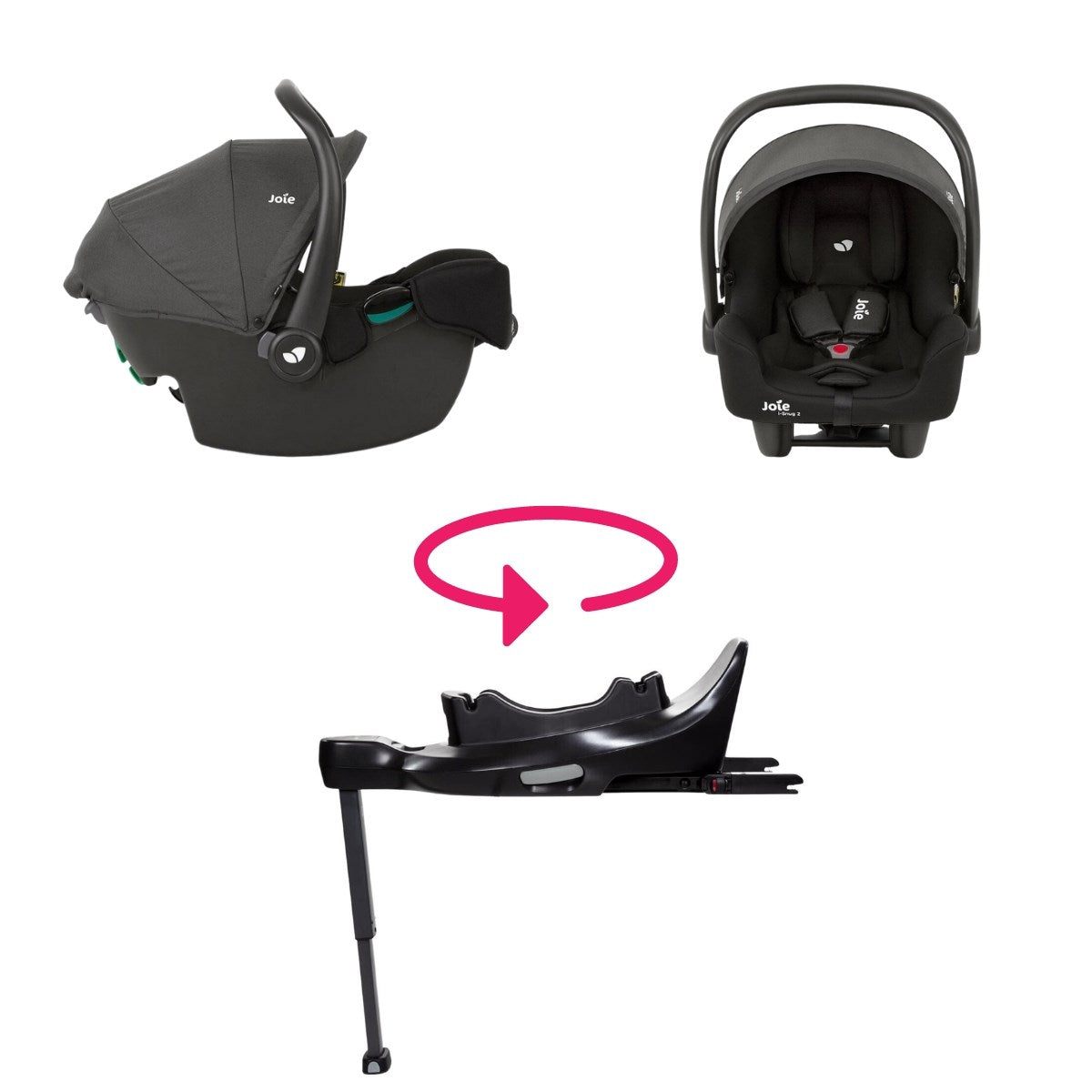 Joie i-Snug 2 Car Seat & Encore Rotating Base Bundle, Shale