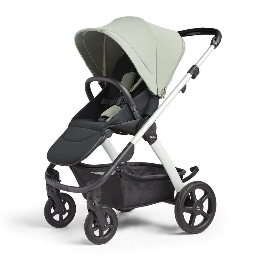 Silver Cross Tide 3-in-1 Dream Travel System + Free Accessories Pack Bundle, Sage on Silver