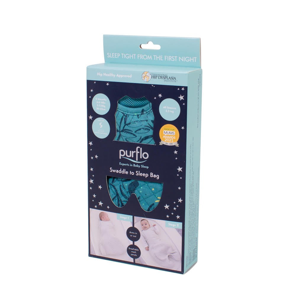 PurFlo Swaddle To Sleep Bag, 2.5 Tog, 0-4 months, All Seasons