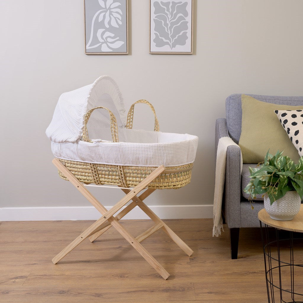 Clair De Lune Waffle Palm Moses Basket