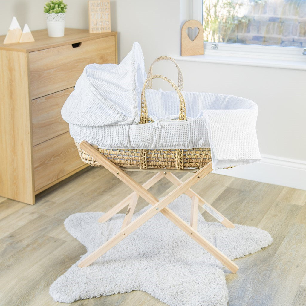 Clair De Lune Waffle Palm Moses Basket
