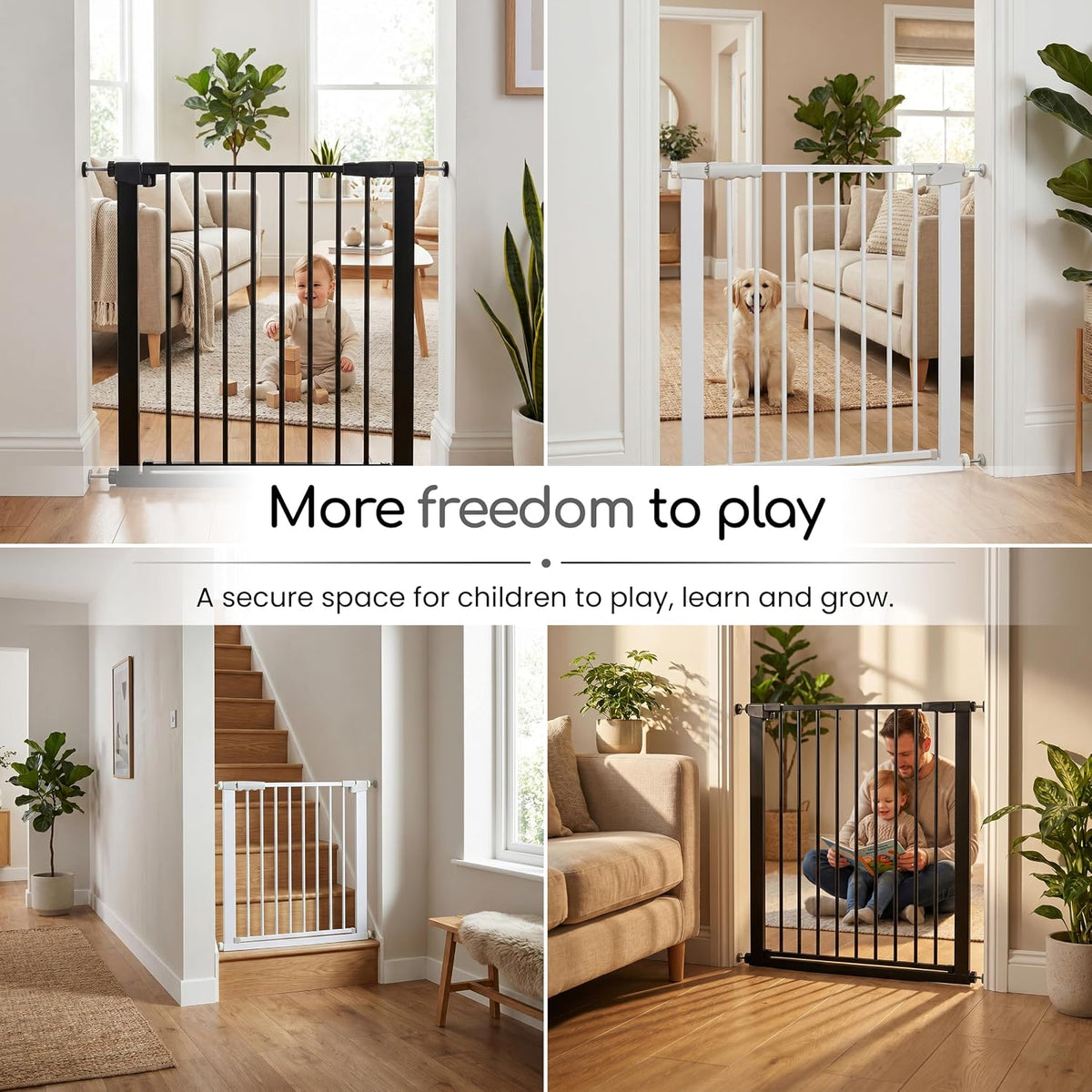 Cuddles Collection Pressure Fit Stair Gate 76–83cm – Black