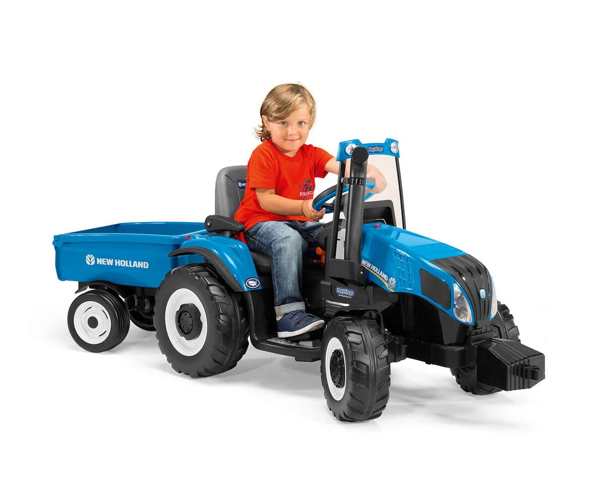 Peg Perego New Holland T8, 12V Electric Tractor with Trailer, 3+ years