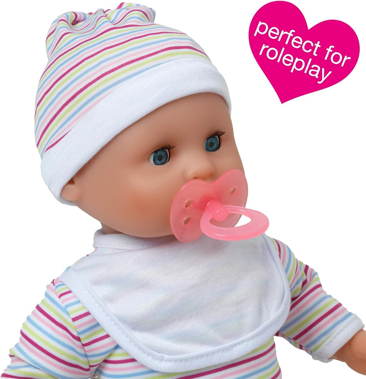 Dolls World Baby Joy, 38cm Soft Bodied Doll with Sleeping Eyes, Outfit, and 16 Interactive Sounds