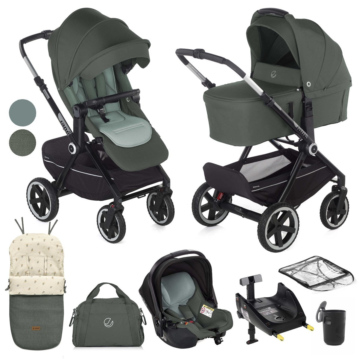 Jane Crosslight-3 + Sweet + Koos iSize, 10 Piece Travel System Bundle