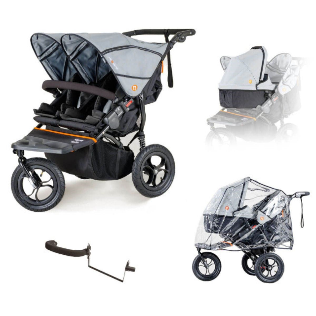 Out 'n' About Nipper Double V5 Newborn And Toddler Starter Bundle, Rocksalt Grey