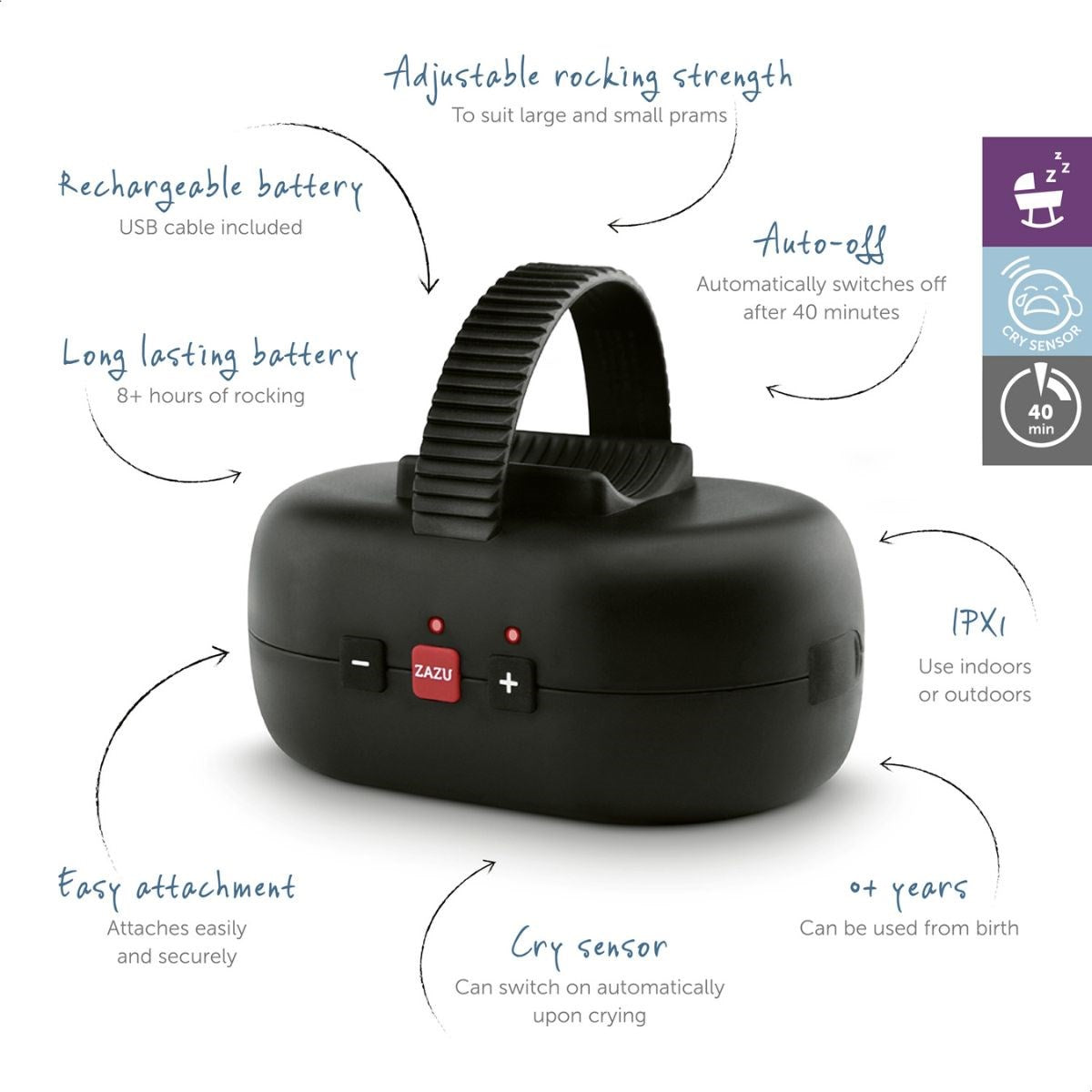 Zazu Robby The Baby Rocker, Automatic with Cry Sensor