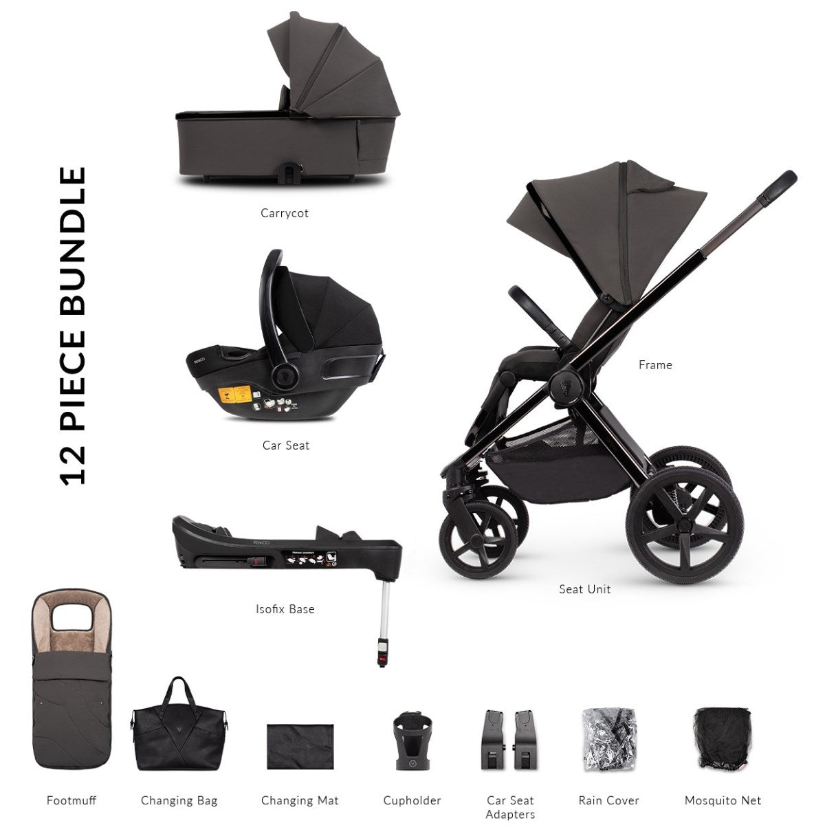 Venicci Upline SE 12 Piece Travel System + Base Bundle