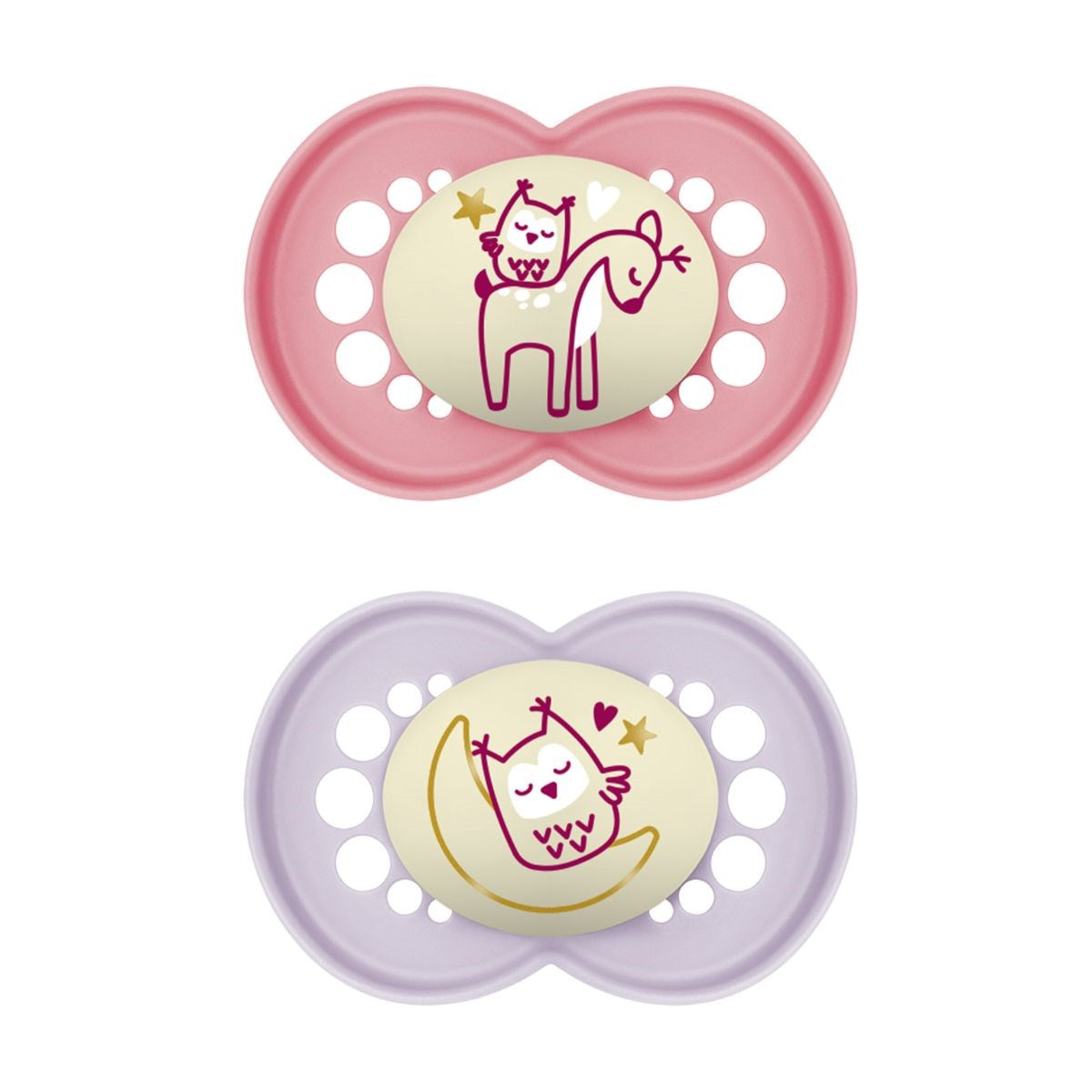 MAM Pure Night 6+M Soother 2pk - Girl