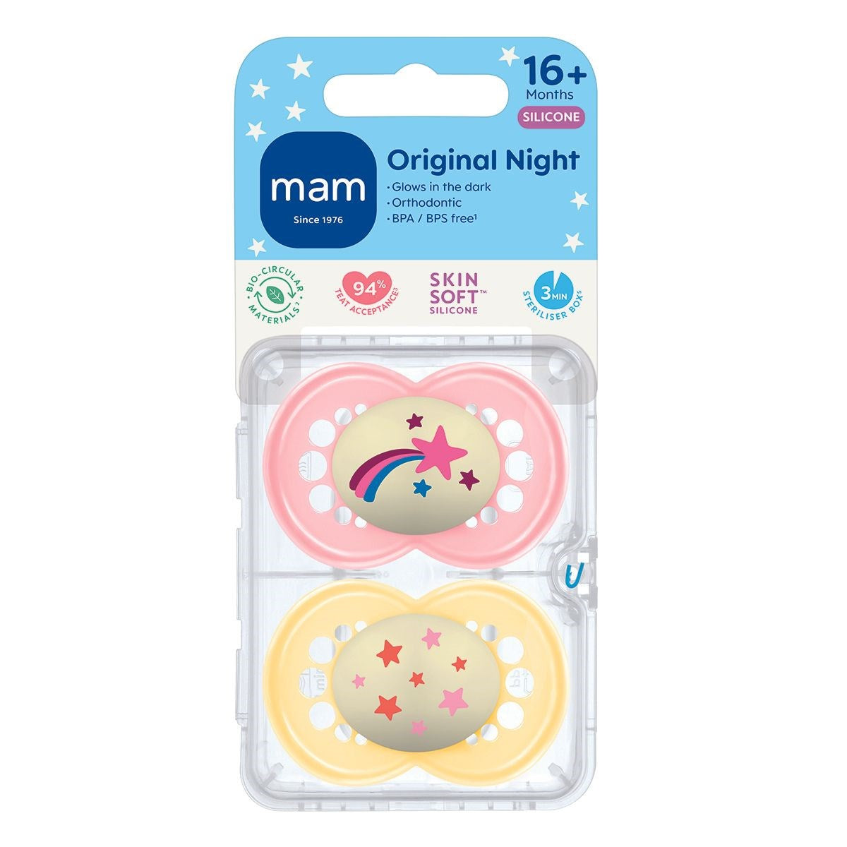 MAM Pure Night 16+M Soother 2pk - Girl