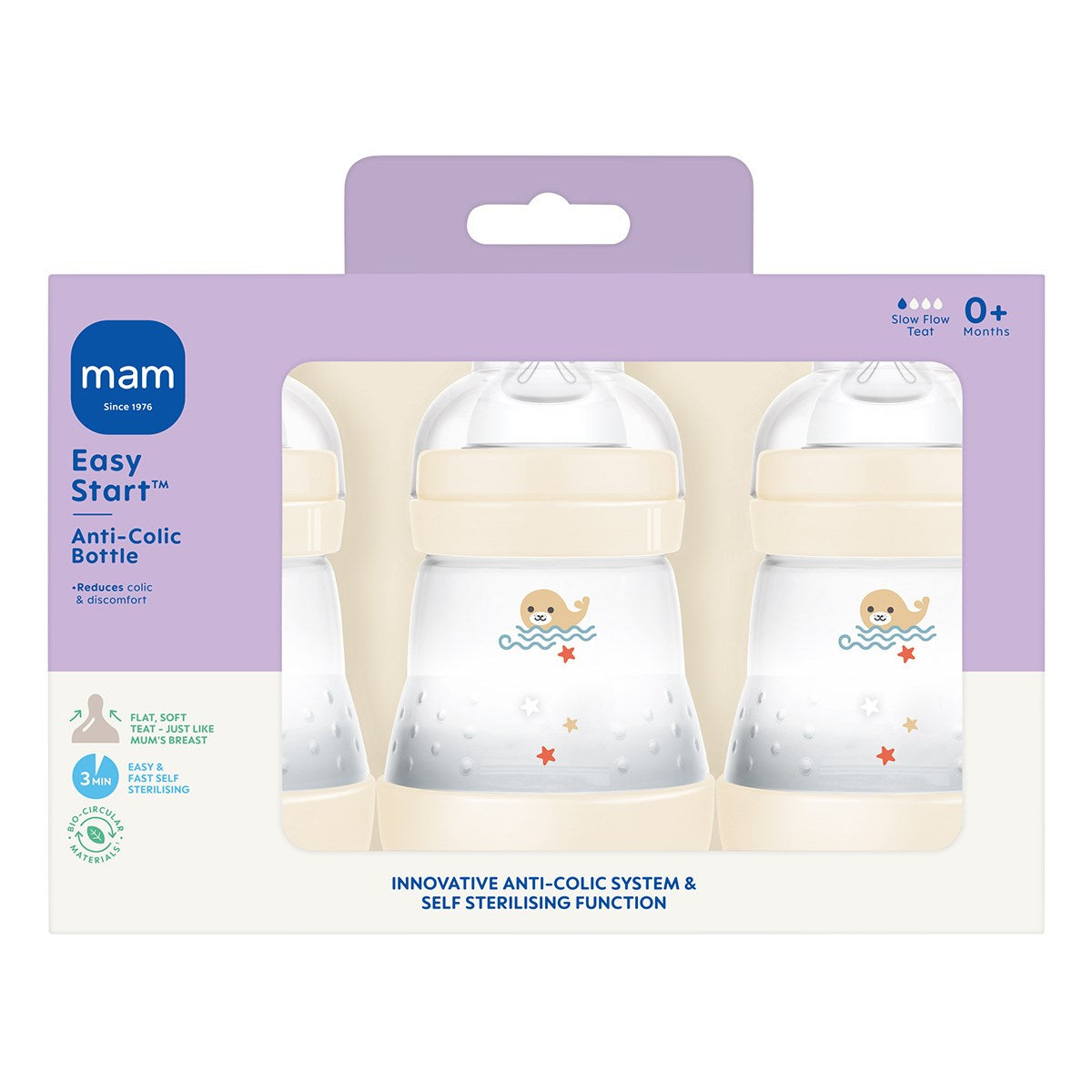 MAM Easy Start Anti-Colic 160ml Bottle 3 Pack (Design May Vary)