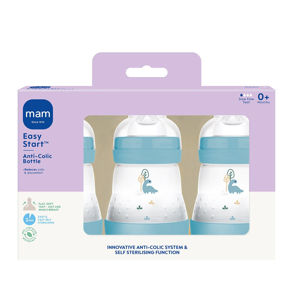 MAM Easy Start 160ml Bottle -3 Pk Blue (Design May Vary)