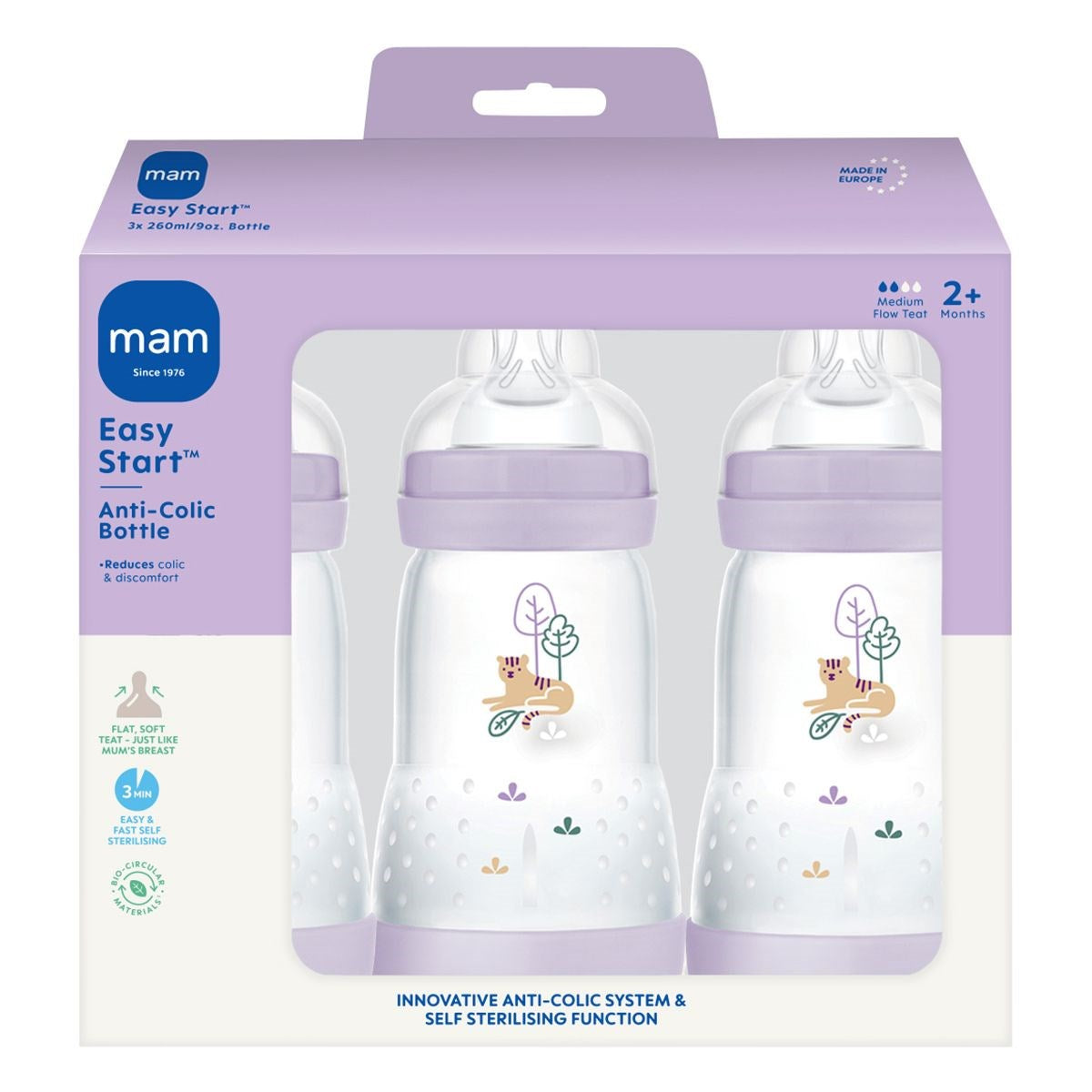 MAM Easy Start 260ml Bottle -3 Pk BlueEasy Start 160ml Bottle -3 Pk Blue (Design May Vary)