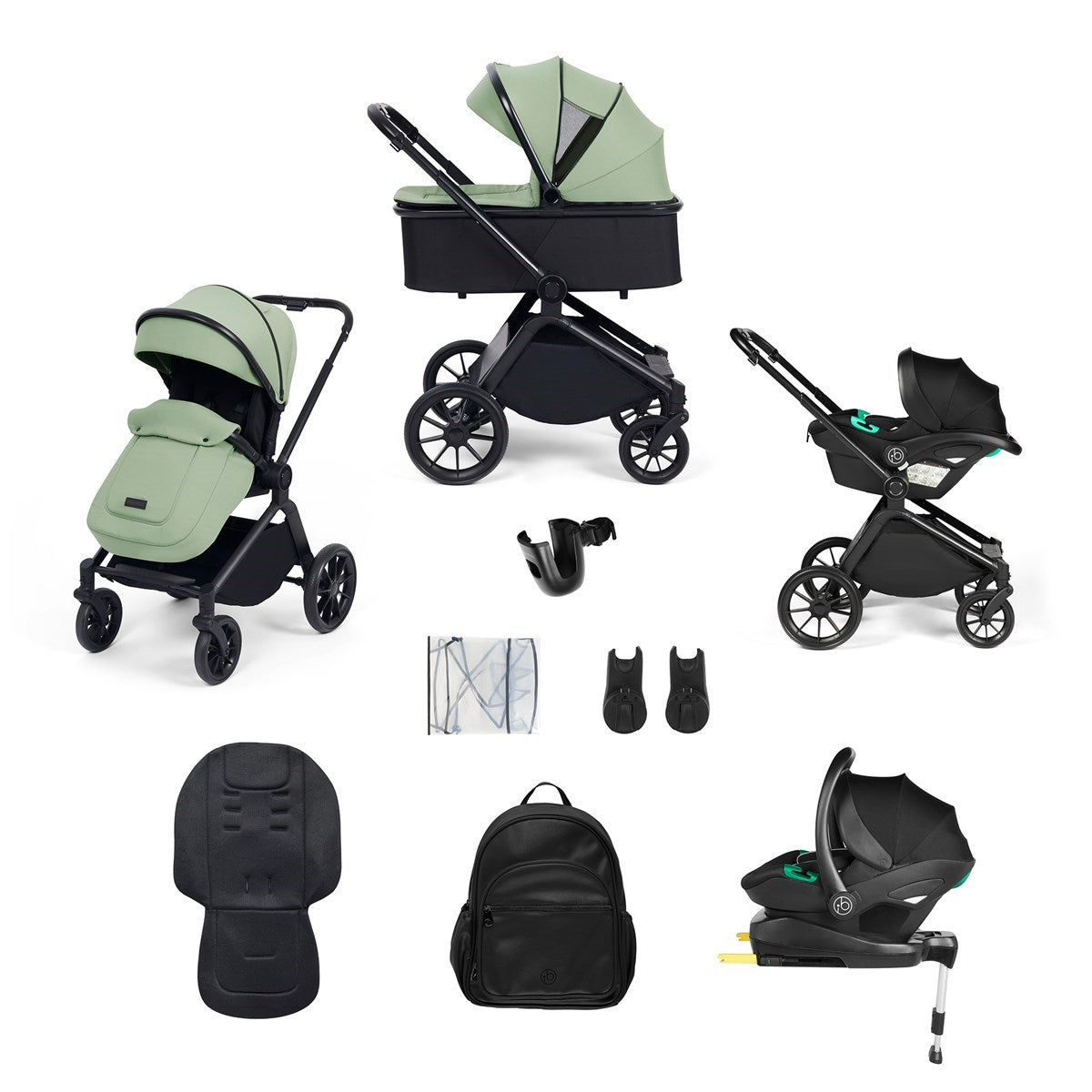 Ickle Bubba Altima Stratus Travel System with Isofix Base, Sage Green