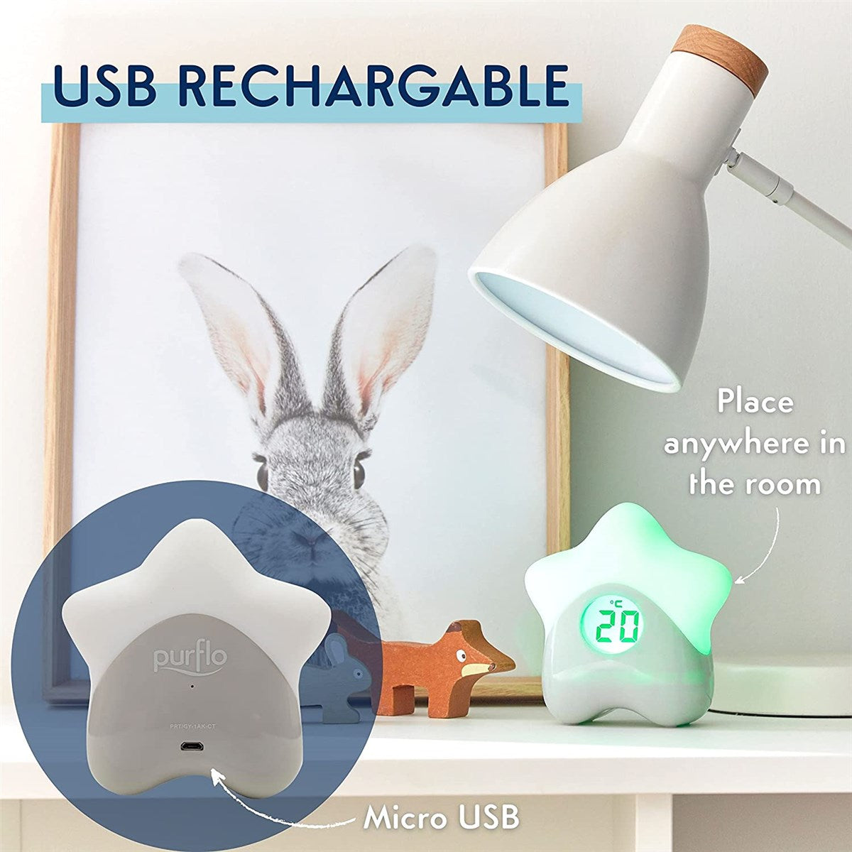 PurFlo Starlight Colour Changing Room Thermometer