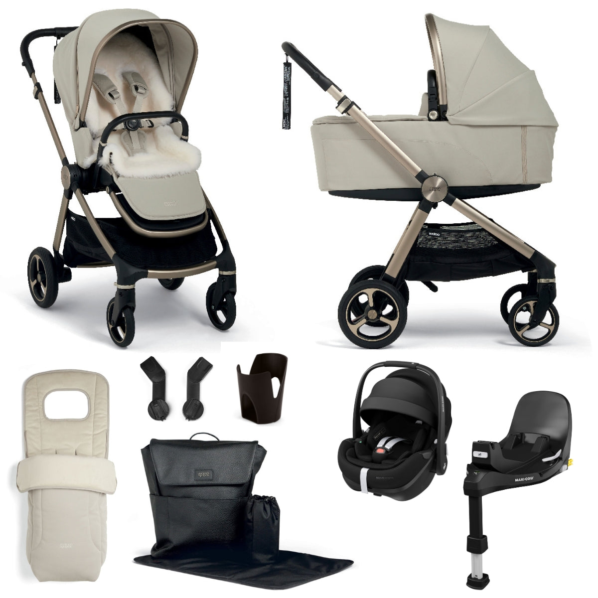 Mamas & Papas Vardo Travel System Bundle with Maxi-Cosi Pebble 360 Pro² Car Seat