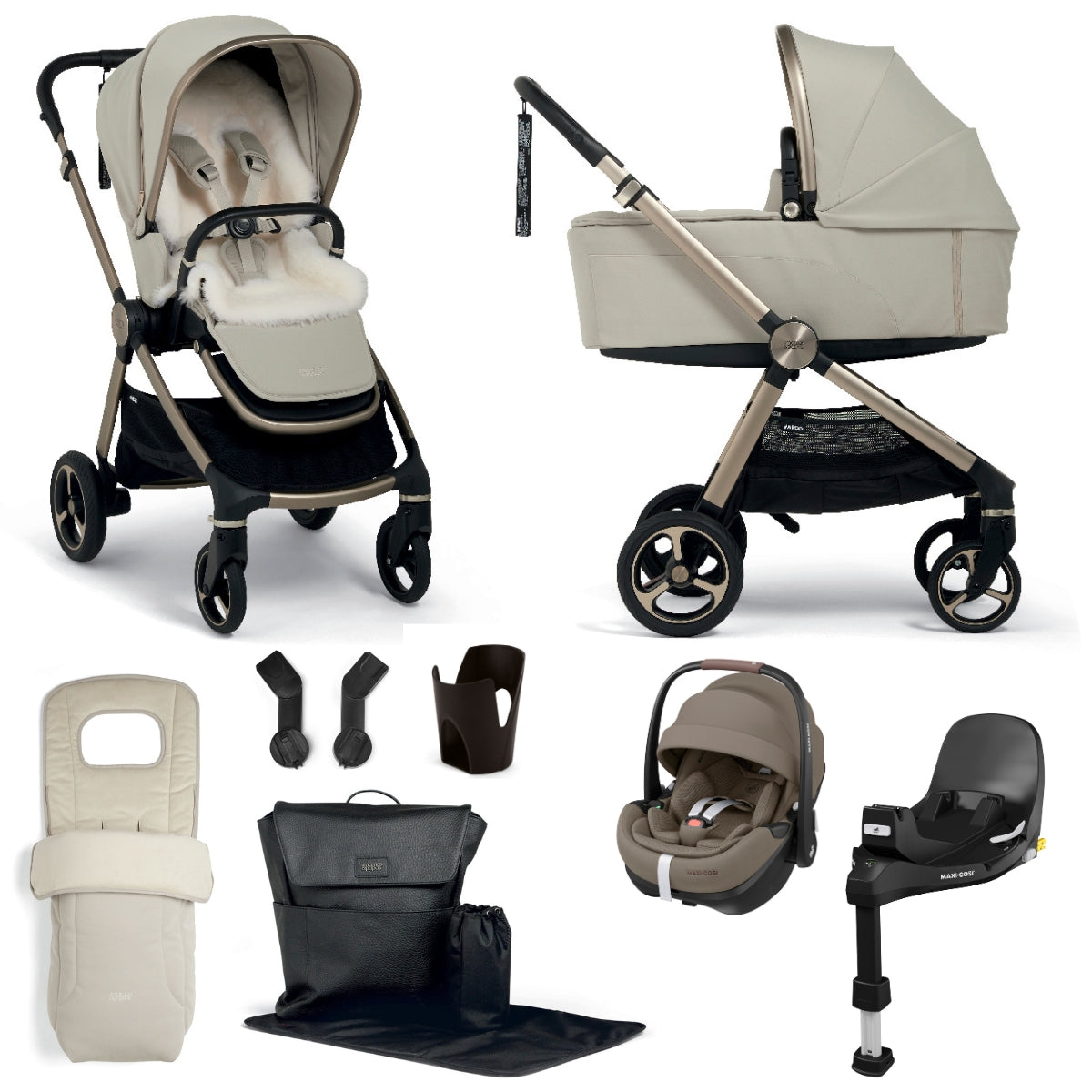 Mamas & Papas Vardo Travel System Bundle with Maxi-Cosi Pebble 360 Pro² Car Seat