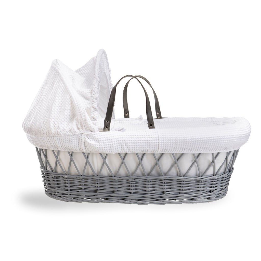 Clair De Lune Grey Wicker Moses Basket