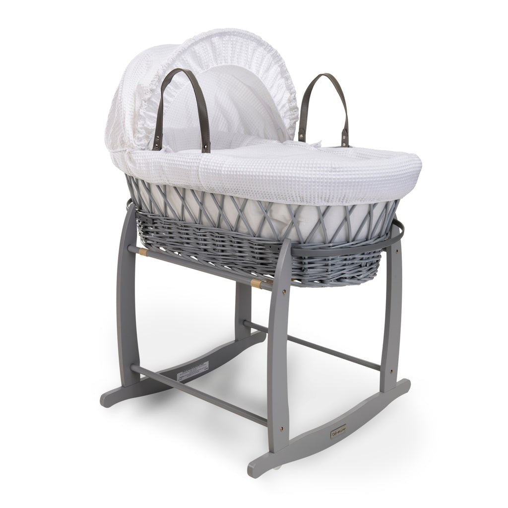 Clair De Lune Grey Wicker Moses Basket