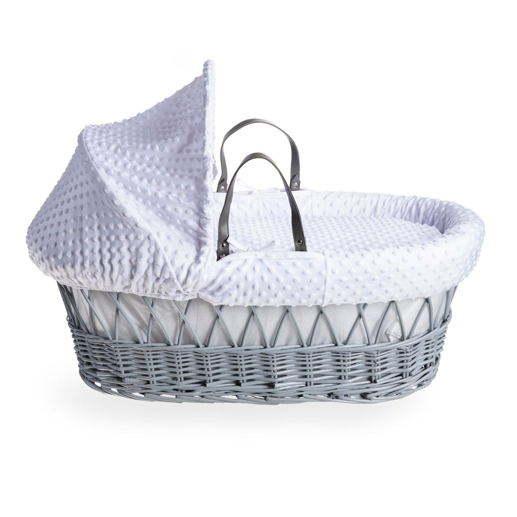 Clair De Lune Grey Wicker Moses Basket
