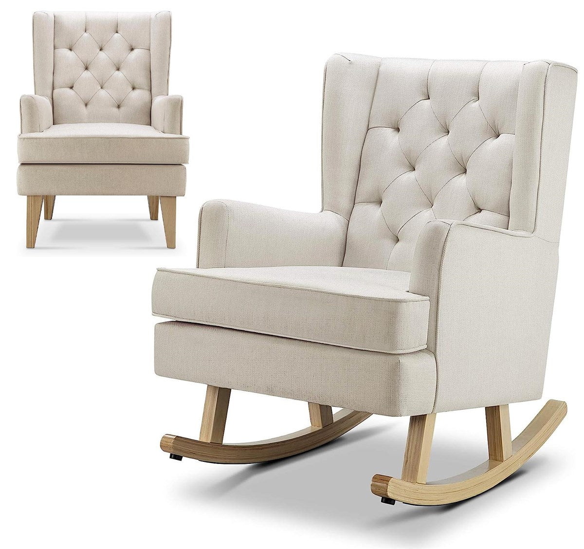 BabyLo Soothe Easy Nursing Chair & Rocker with Stool, Natural