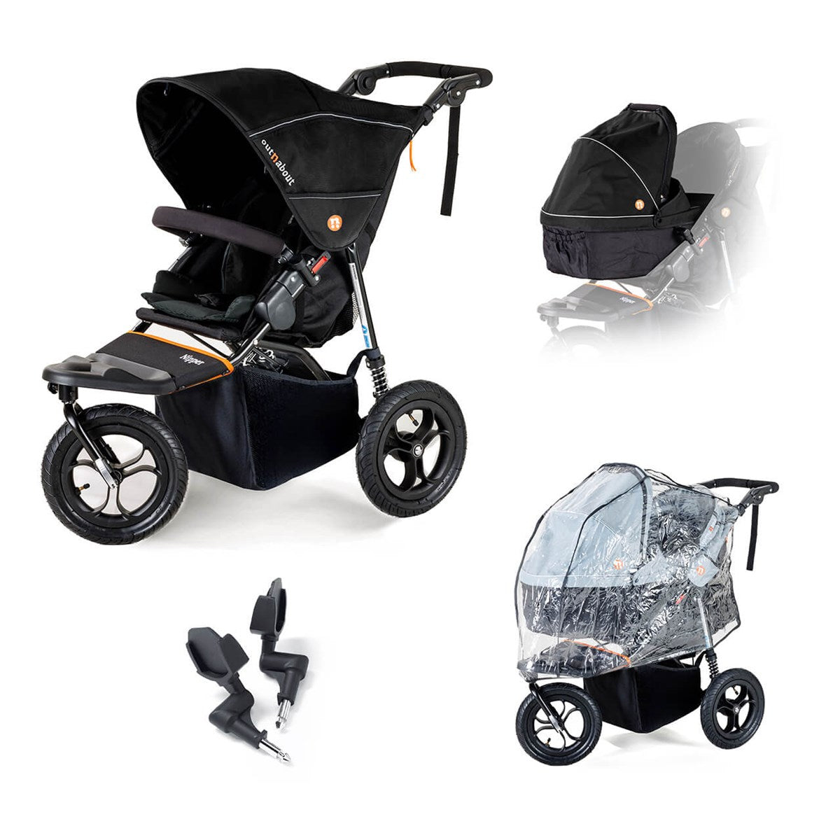 Out 'n' About Nipper Single, New Parent Starter Bundle, Summit Black