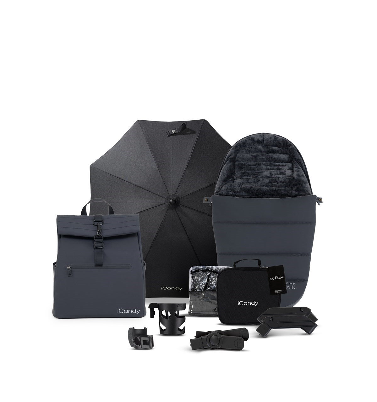 iCandy Peach 7 All-Terrain Complete Bundle + Maxi Cosi Cabriofix iSize Car Seat & Isofix Base - Storm Grey