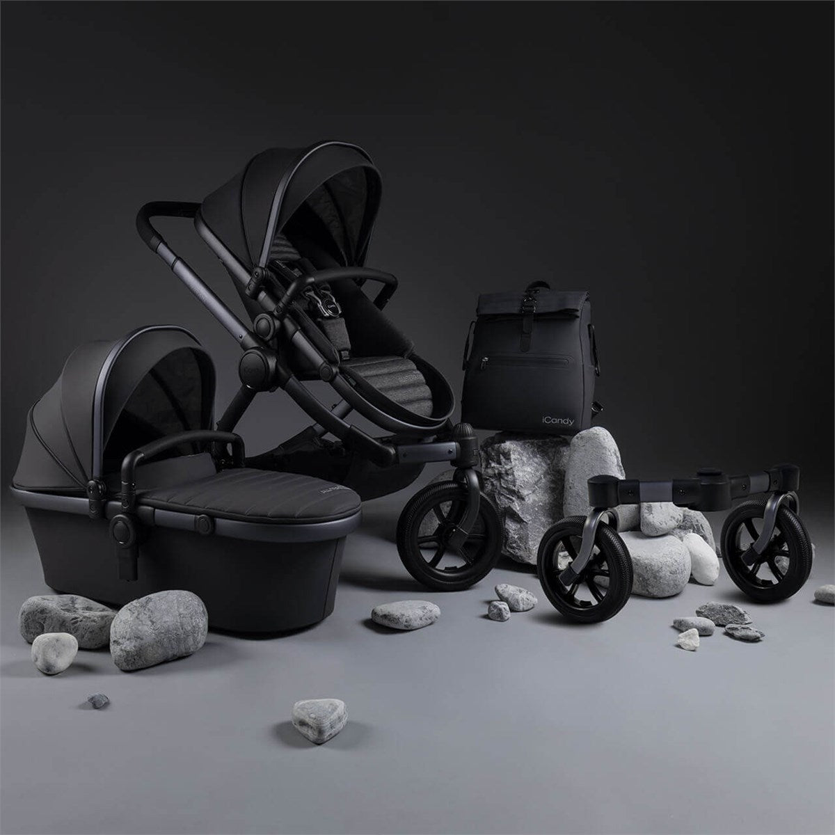 iCandy Peach 7 All-Terrain Complete Bundle + Maxi Cosi Cabriofix iSize Car Seat & Isofix Base - Storm Grey