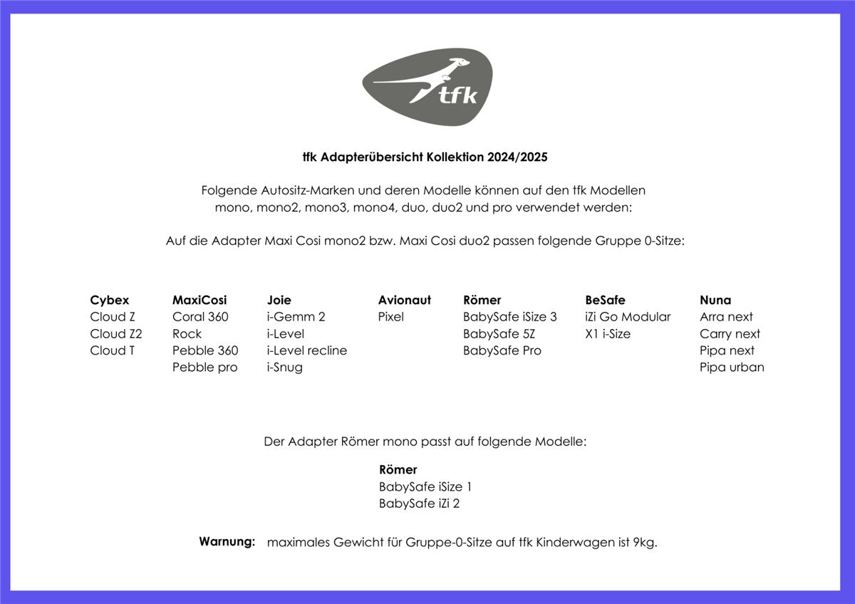 TFK Mono 2/Pro - Universal Car Seat Adapter