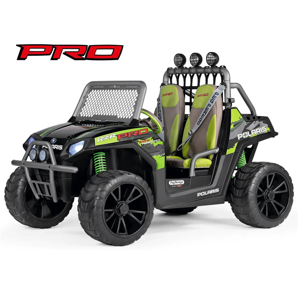 Peg Perego Polaris RZR PRO Green Shadow – 24V Off-Road Vehicle for Kids, 6+ years