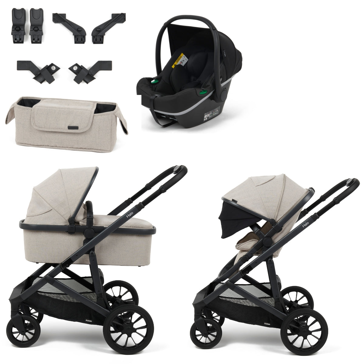 Zummi Halo Single to Double Travel System + EnfaSafe Car Seat
