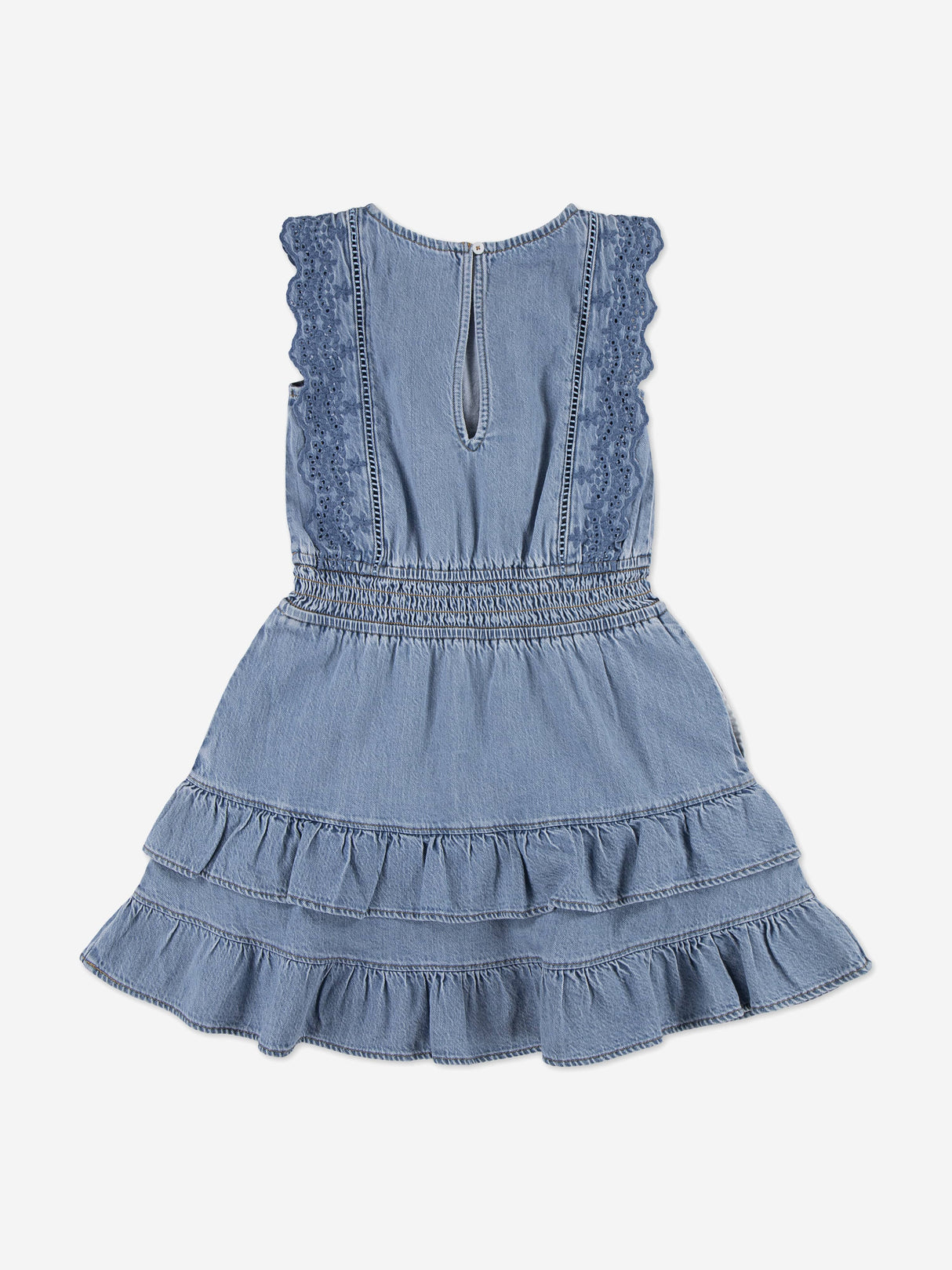 Abercrombie & Fitch Girls Smocked Waist Tiered Dress in Blue
