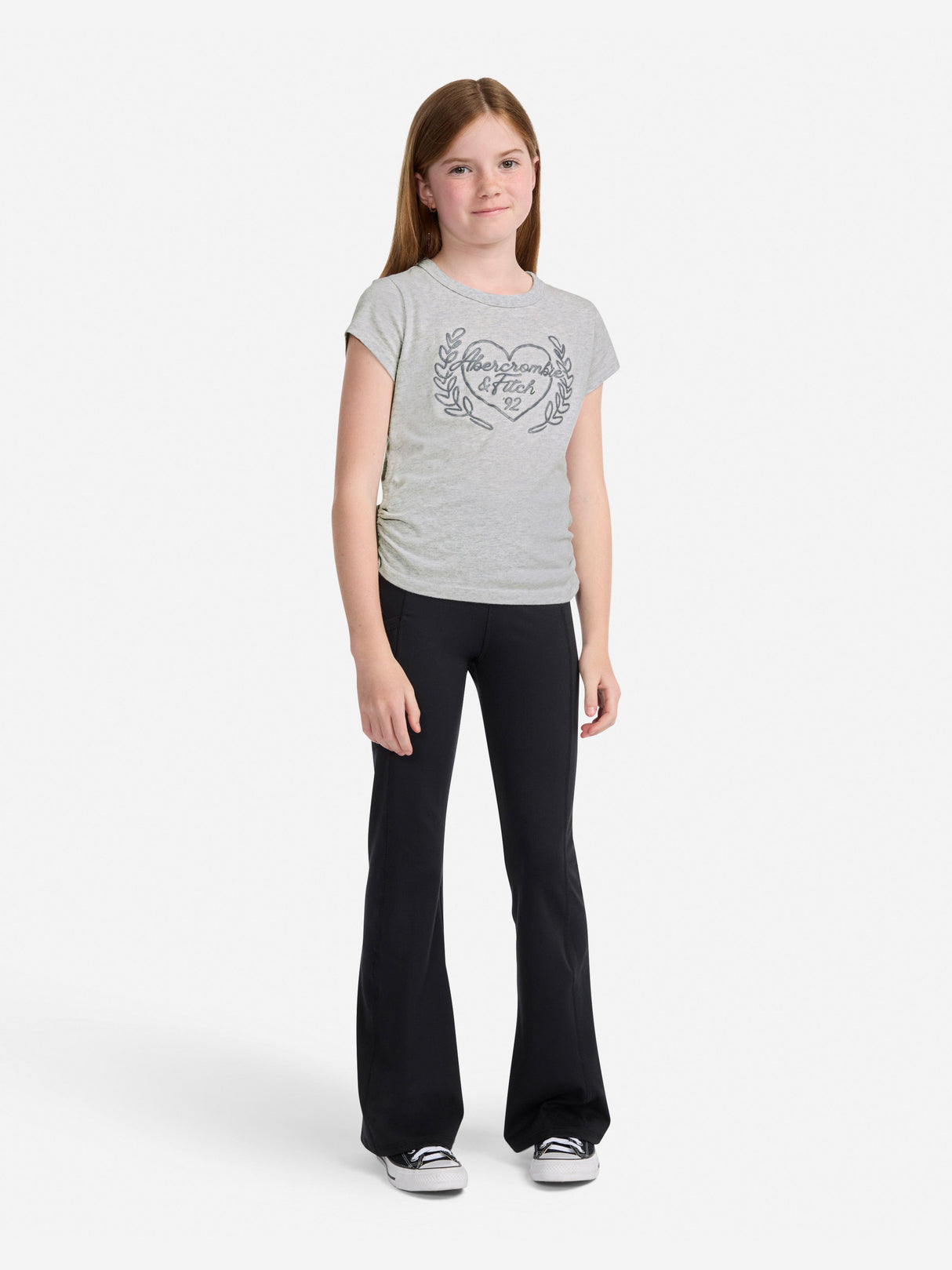 Abercrombie & Fitch Girls Laurel Heart T-Shirt in Grey