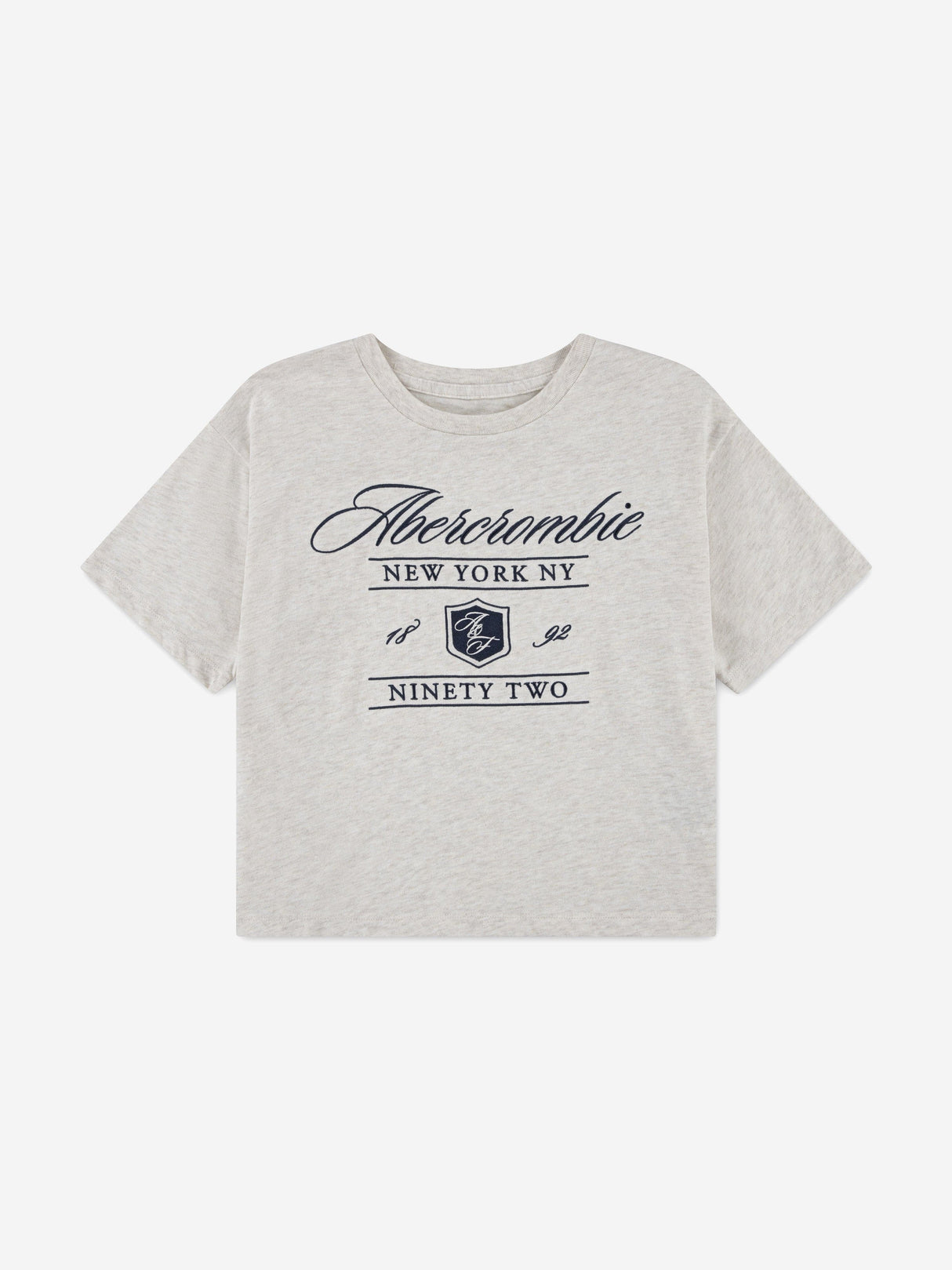 Abercrombie & Fitch Girls Crest Boxy T-Shirt in Beige