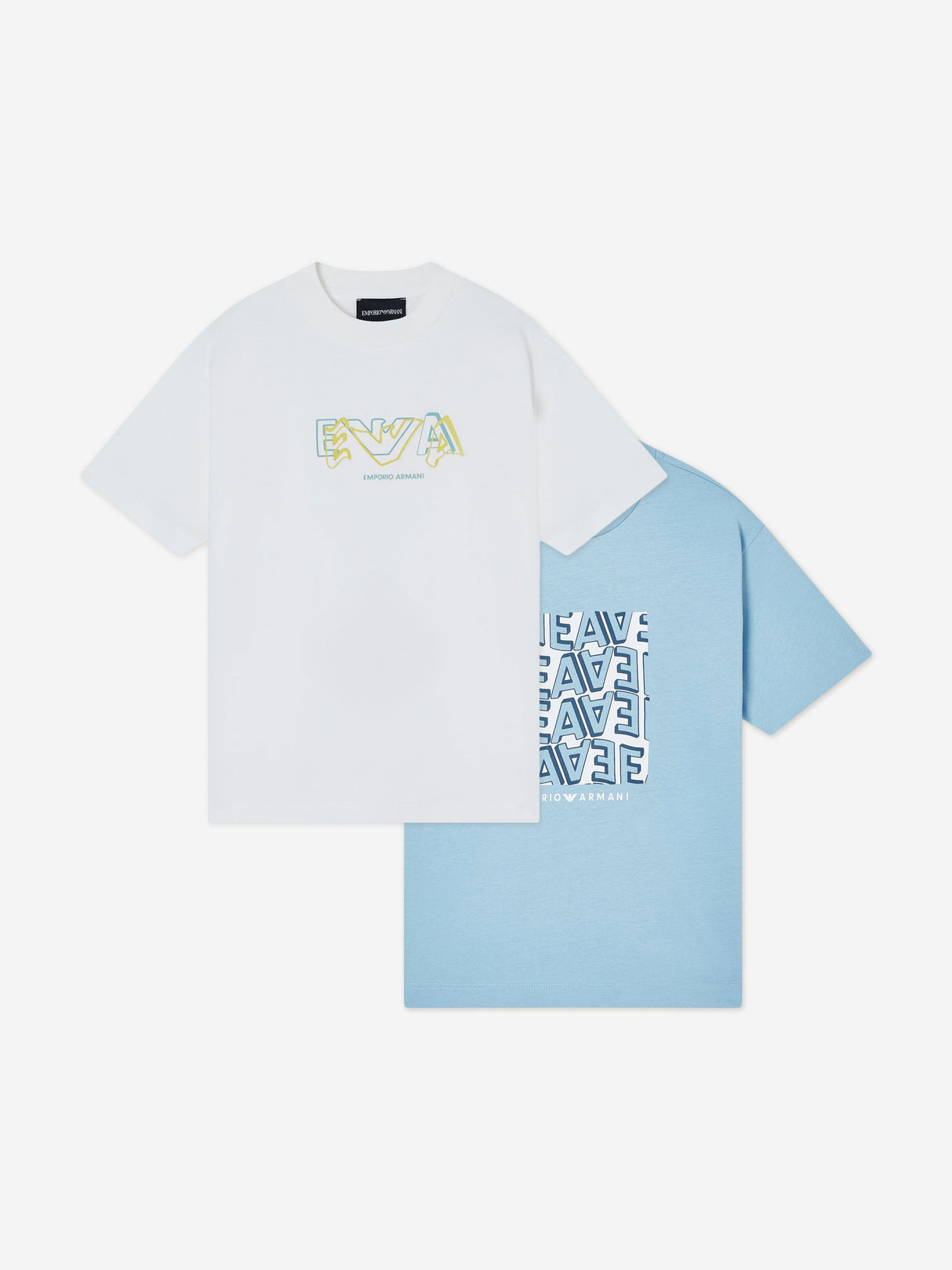 Emporio Armani Boys 2 Pack T-Shirt Set in Blue