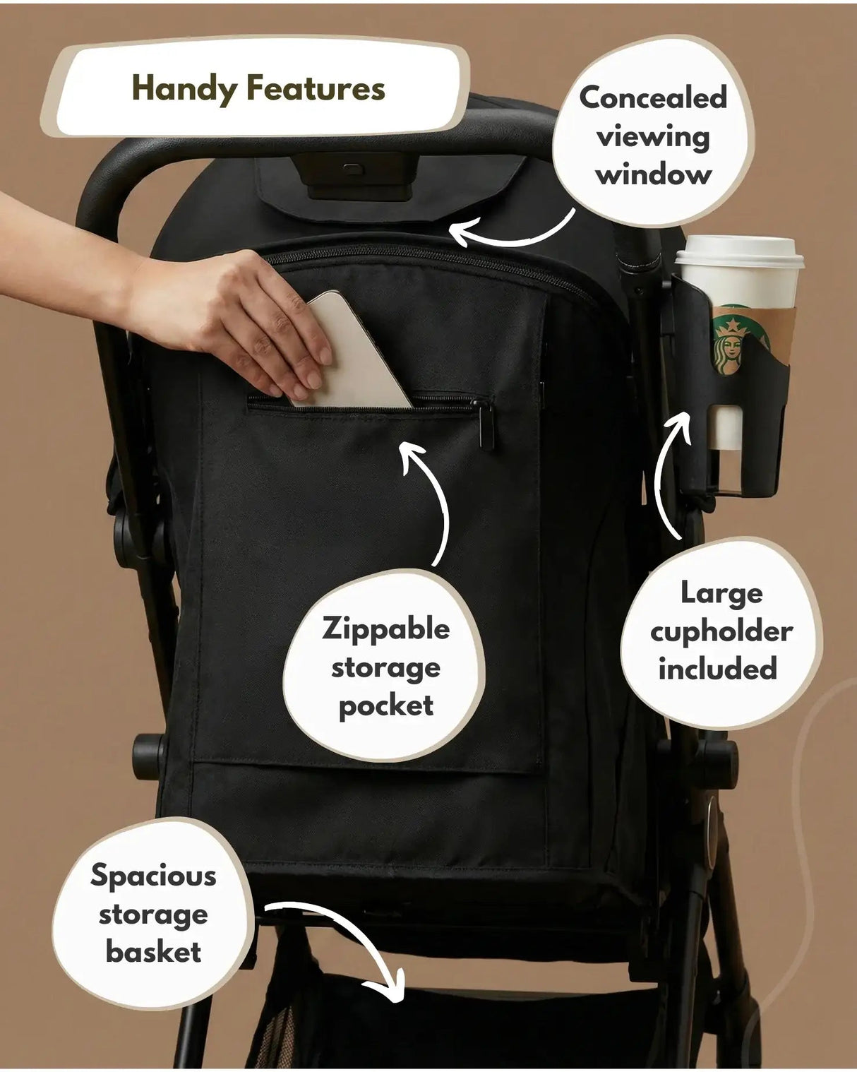 Venture Avio Compact Travel Baby Stroller - Black