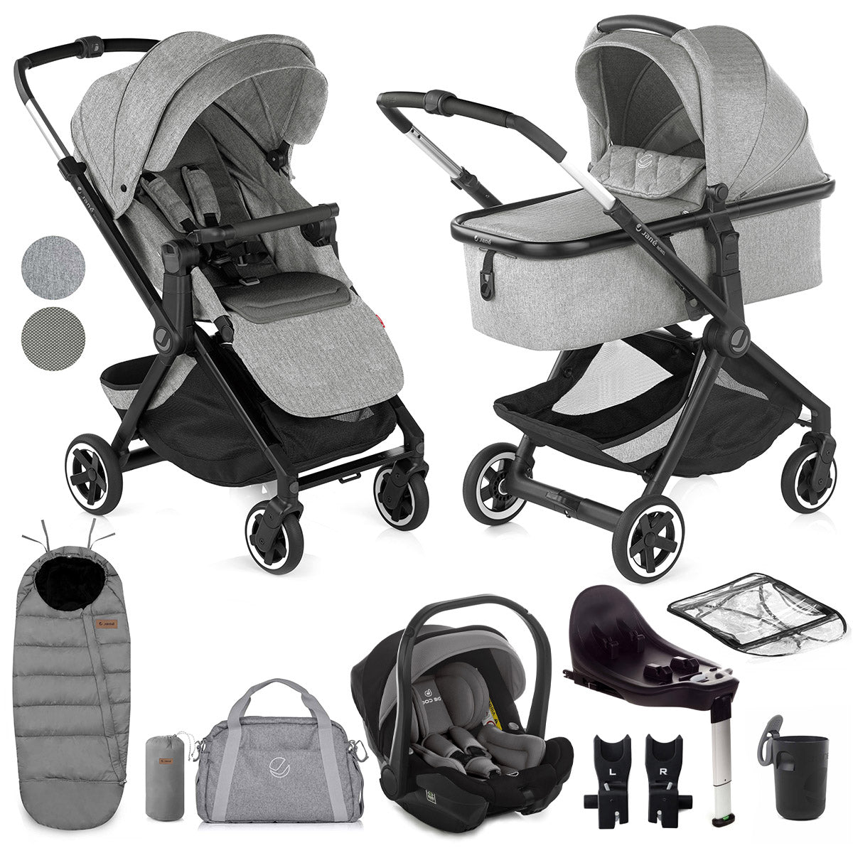Jane Newel + Micro Pro + iSize Car Seat - 10 Piece Travel System Bundle