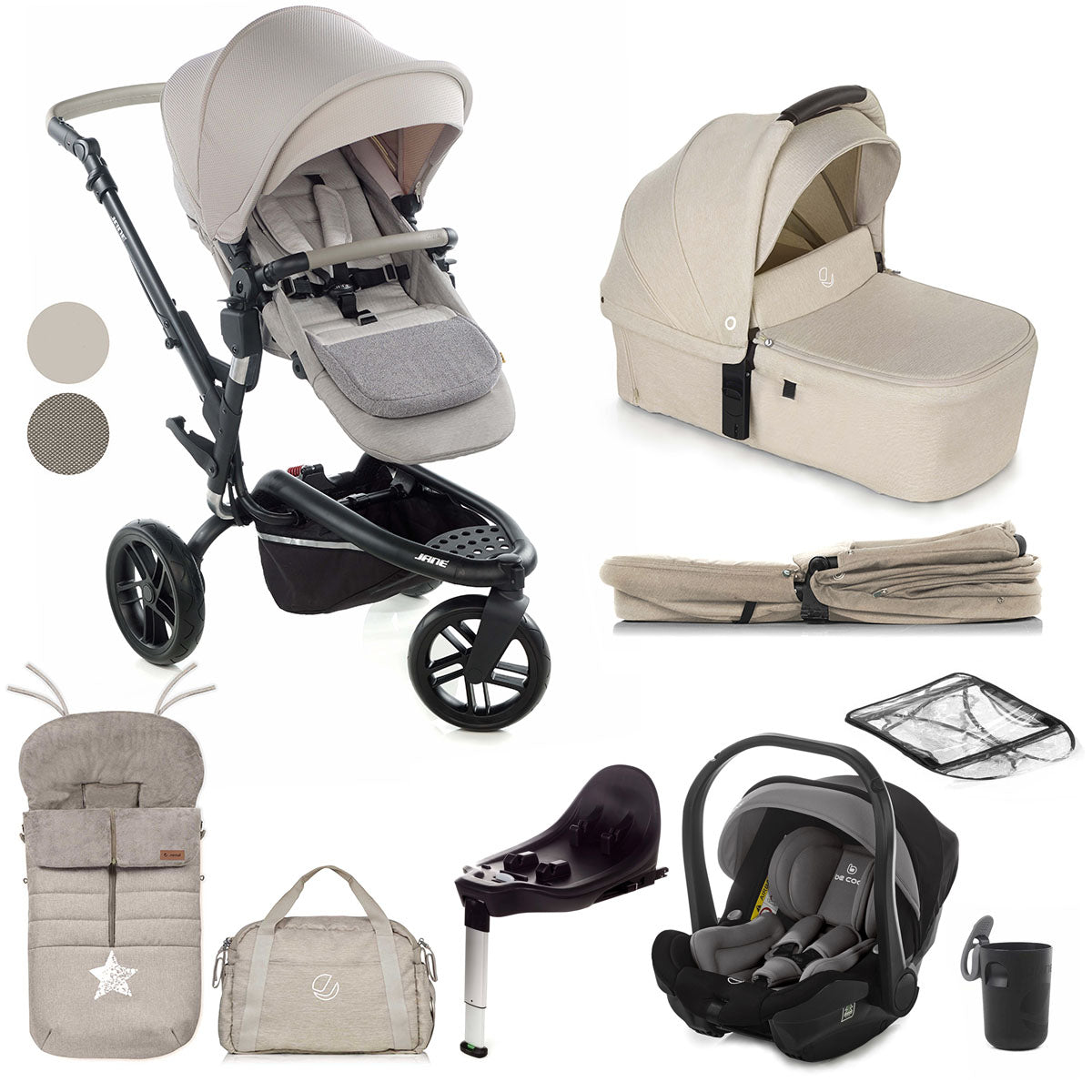 Jane Trider + Sweet + iSize Car Seat - 10 Piece Travel System Bundle