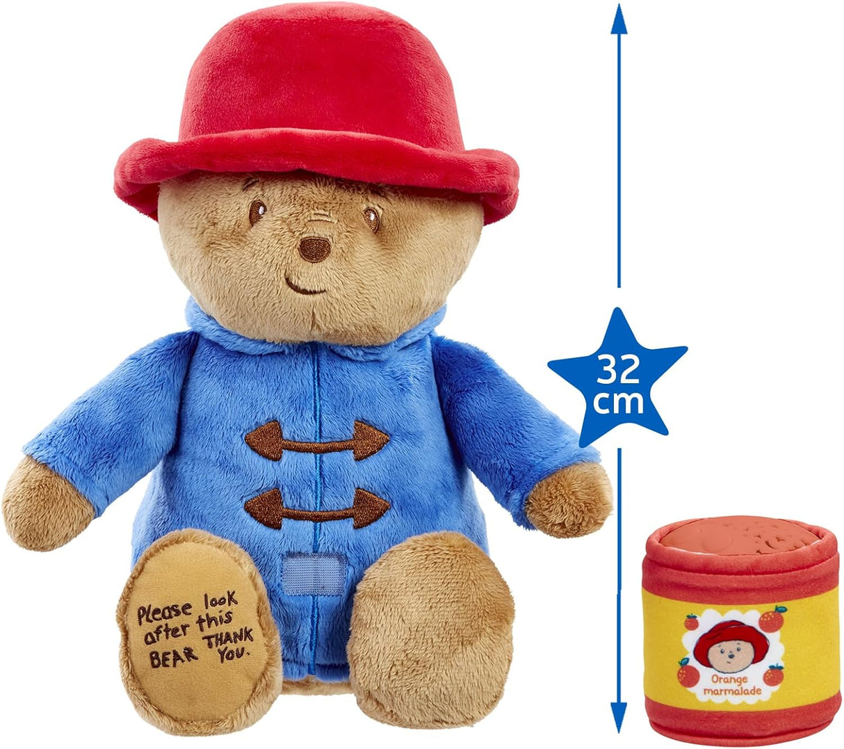 Rainbow Designs Bedtime Cuddles with Paddington Bear Set - Cuddleable Soft Teddy Toy & Marmalade Jar Nightlight - Calming Lullaby, Colour-Changing Moons & Stars