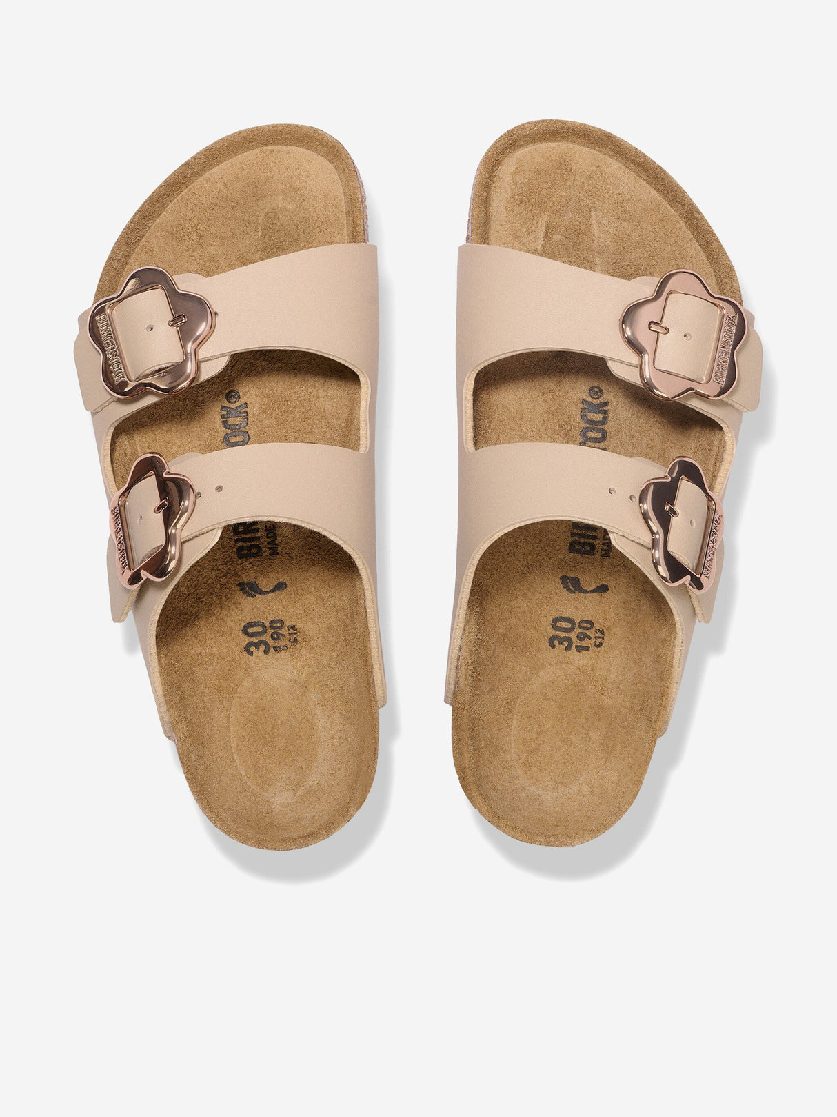 BIRKENSTOCK Girls Arizona Flower Buckle Sandals in Beige