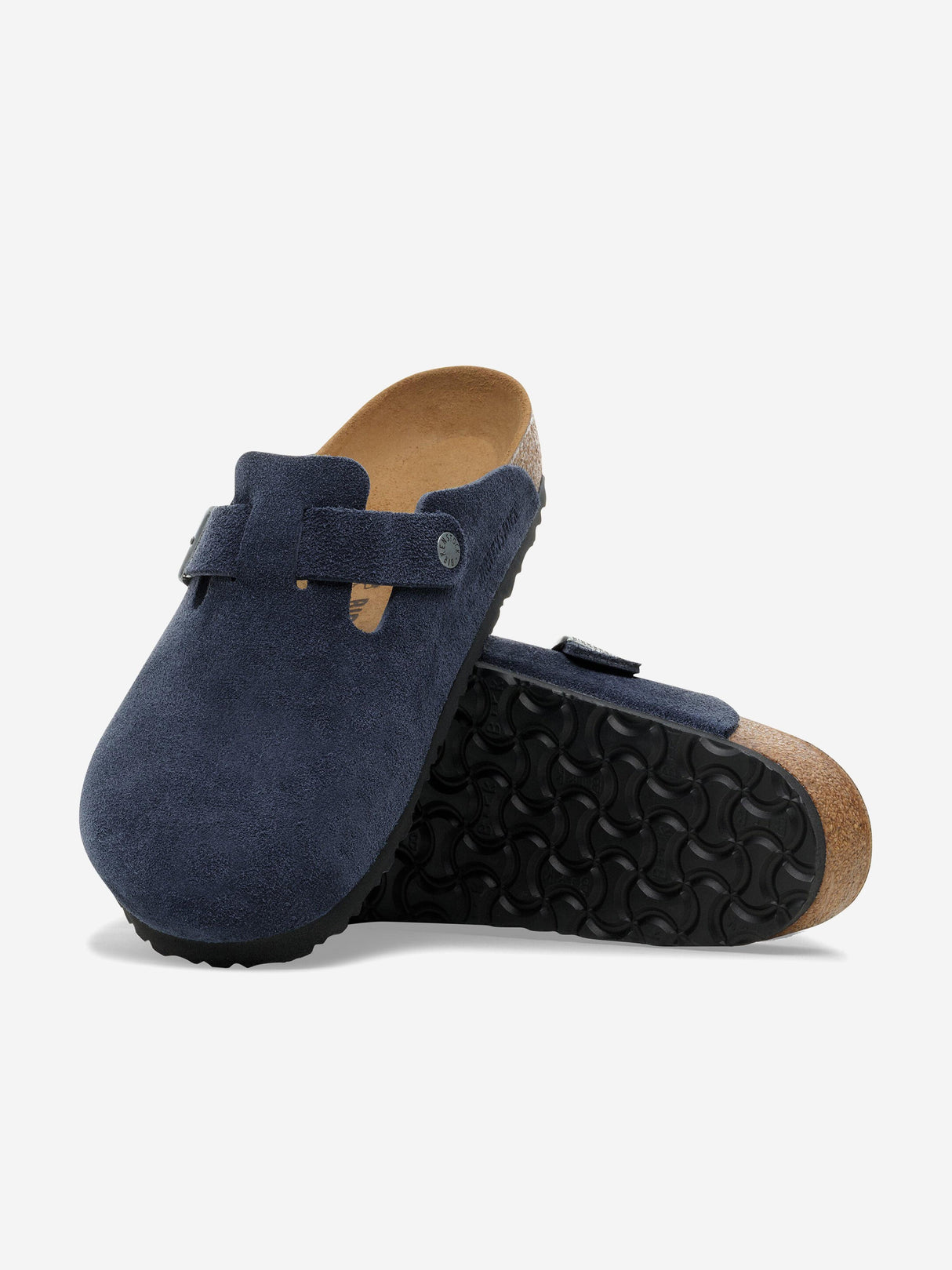 BIRKENSTOCK Classic Suede Boston Clogs in Navy