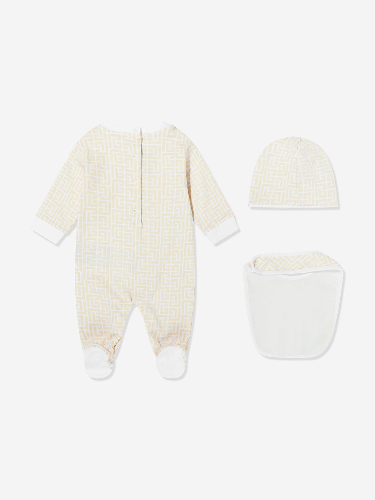 Balmain Baby Monogram Babygrow Set in Beige