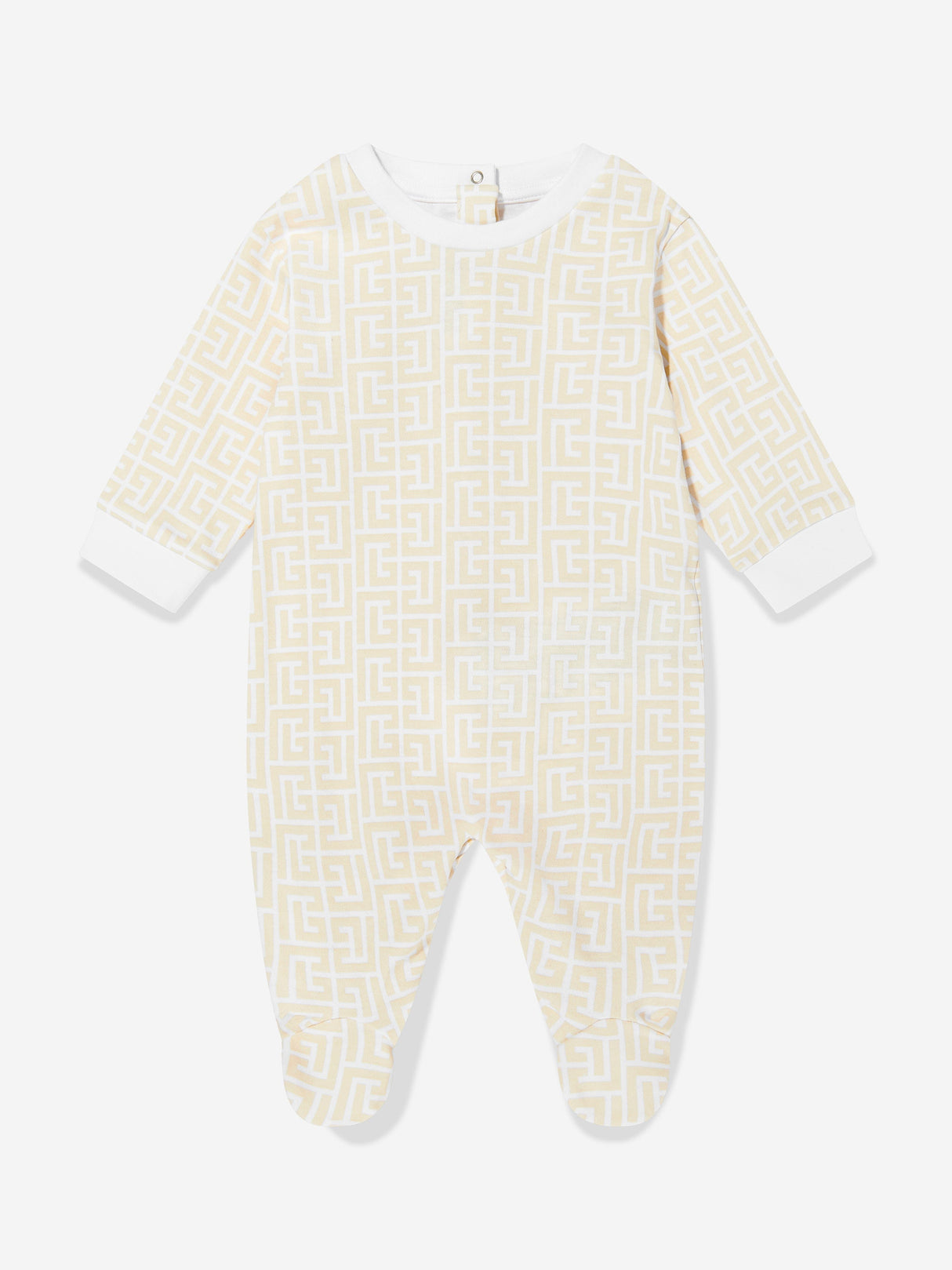 Balmain Baby Monogram Babygrow Set in Beige