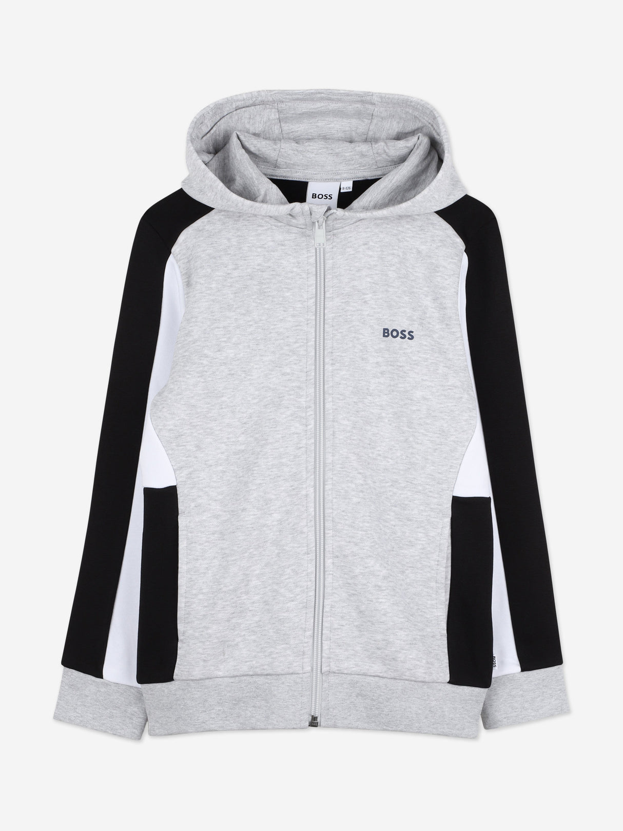 BOSS Boys Logo Print Zip Up Top in Grey