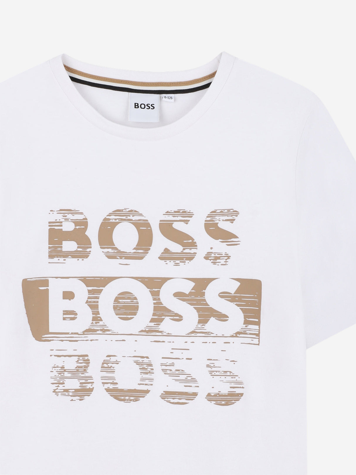 BOSS Boys Logo Print T-Shirt in White
