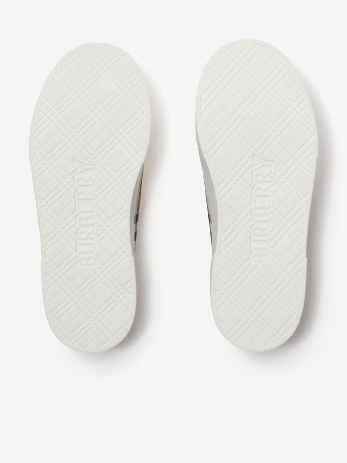 Burberry Kids Check Cotton Canvas Trainers in Beige