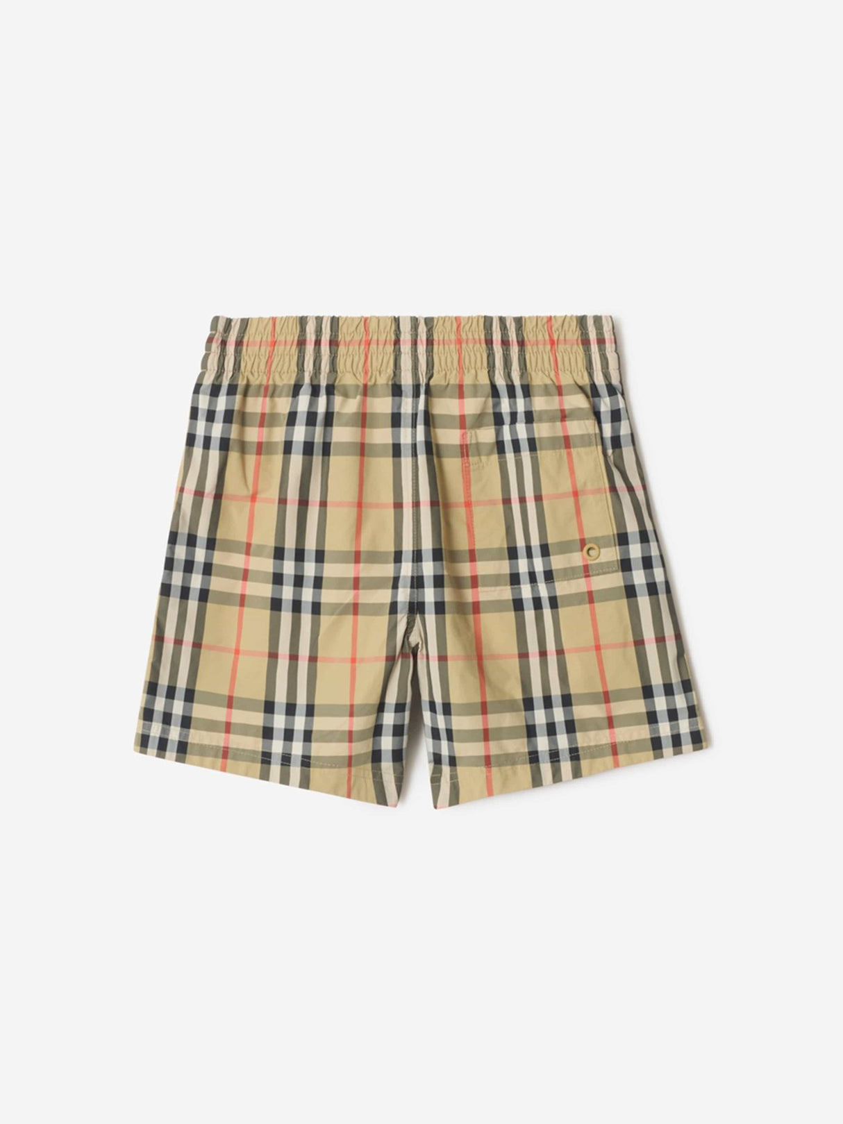 Burberry Boys Atticus Check Swim Shorts in Beige