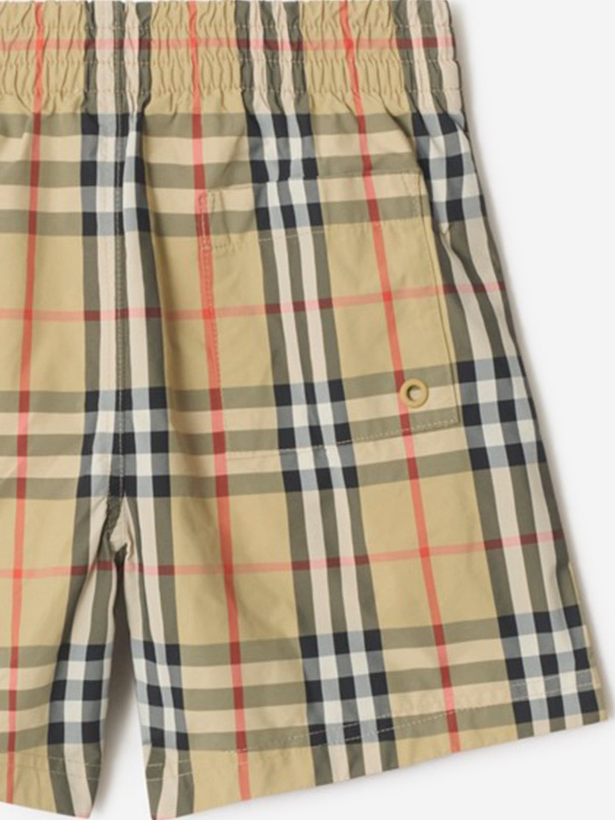 Burberry Boys Atticus Check Swim Shorts in Beige