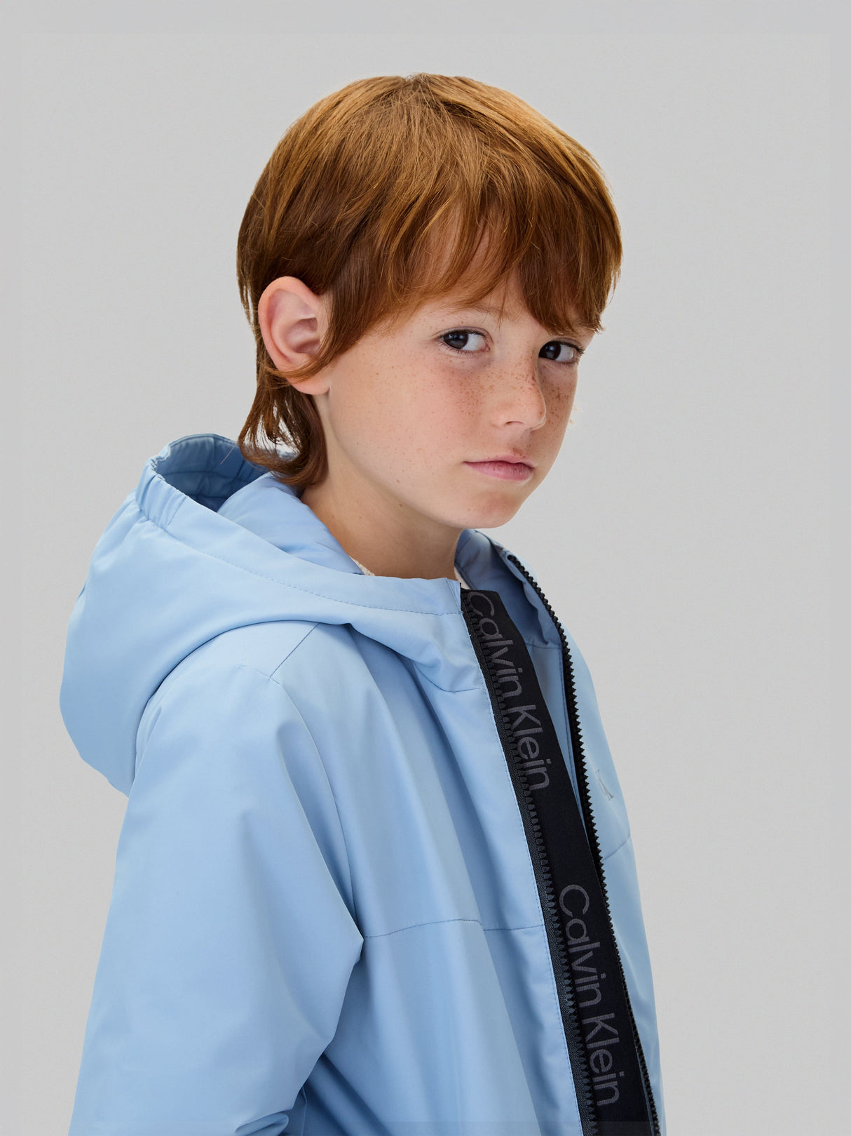 Calvin Klein Boys Nylon Technical Hooded Jacket in Blue