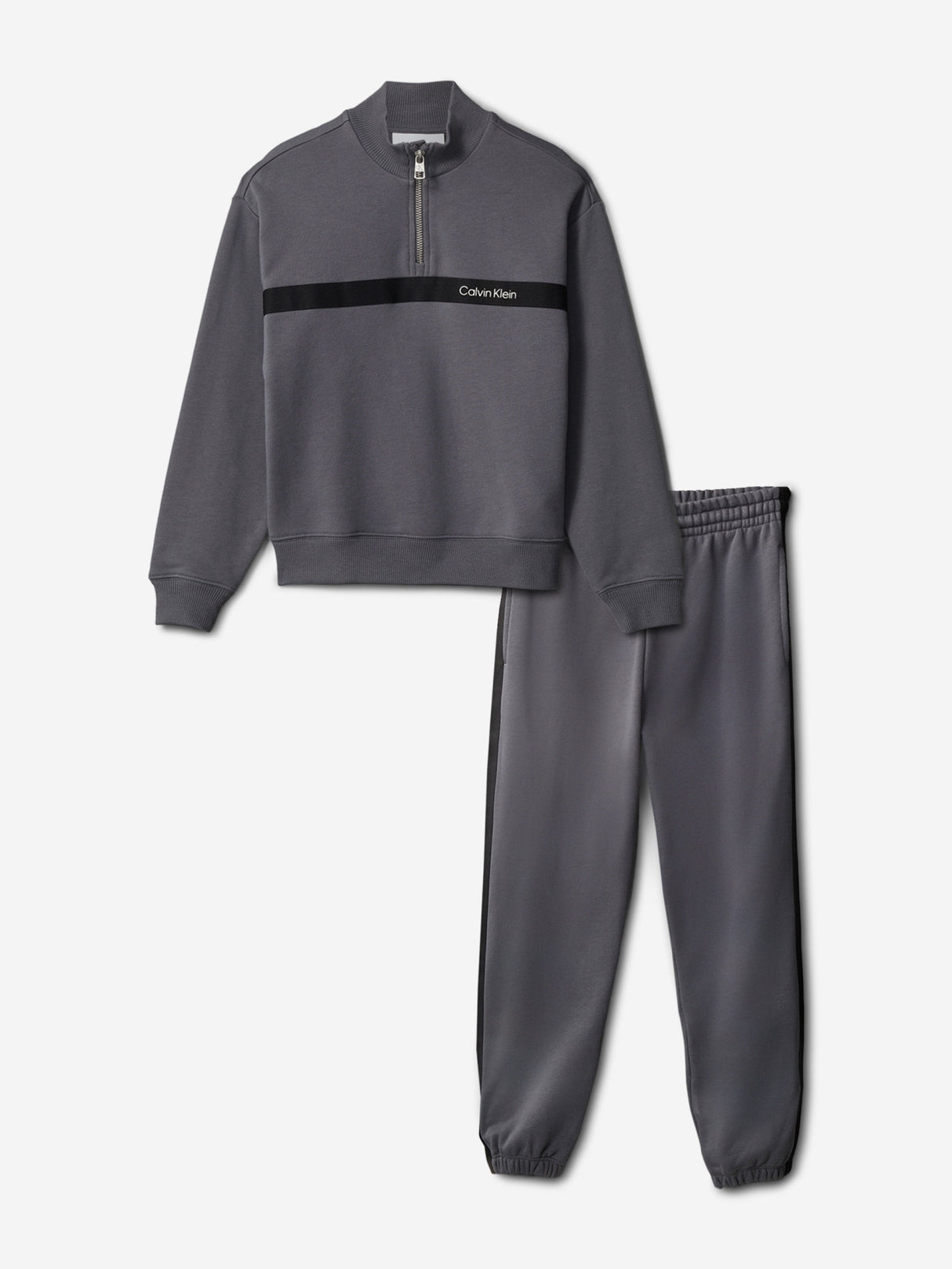 Calvin Klein Boys Half Zip Tape Tracksuit in Grey